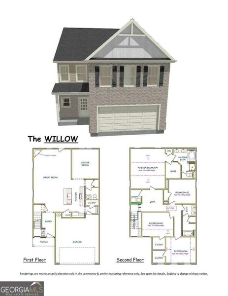 2D floor plan layout of this home in Walker Commons, Hampton, GA (Image 2).