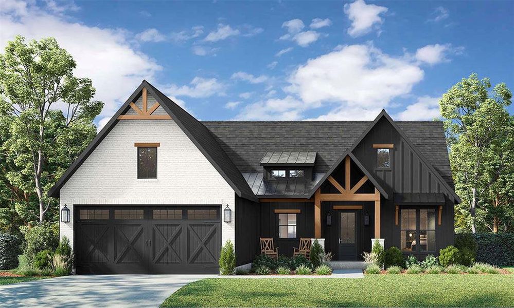 Front exterior of a new home in Oak Water Ranch, Granbury, TX, highlighting curb appeal (Image 1). Front exterior of a new home in Oak Water Ranch, Granbury, TX, highlighting curb appeal (Image 1).