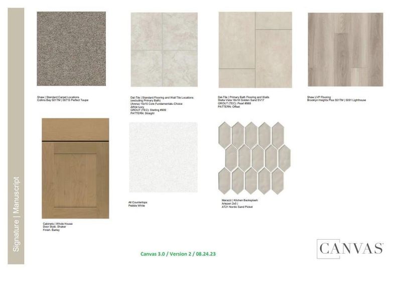 Design Selections.  Home is under construction and selections are subject to change.