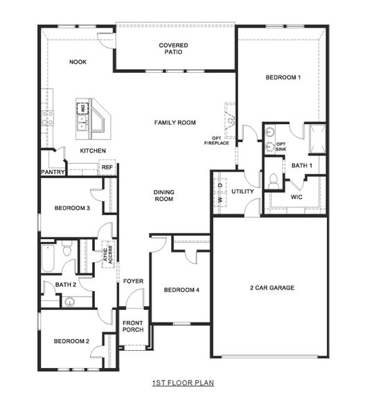 2D floor plan layout of this home in Windrose, Pilot Point, TX (Image 4). 2D floor plan layout of this home in Windrose, Pilot Point, TX (Image 4).