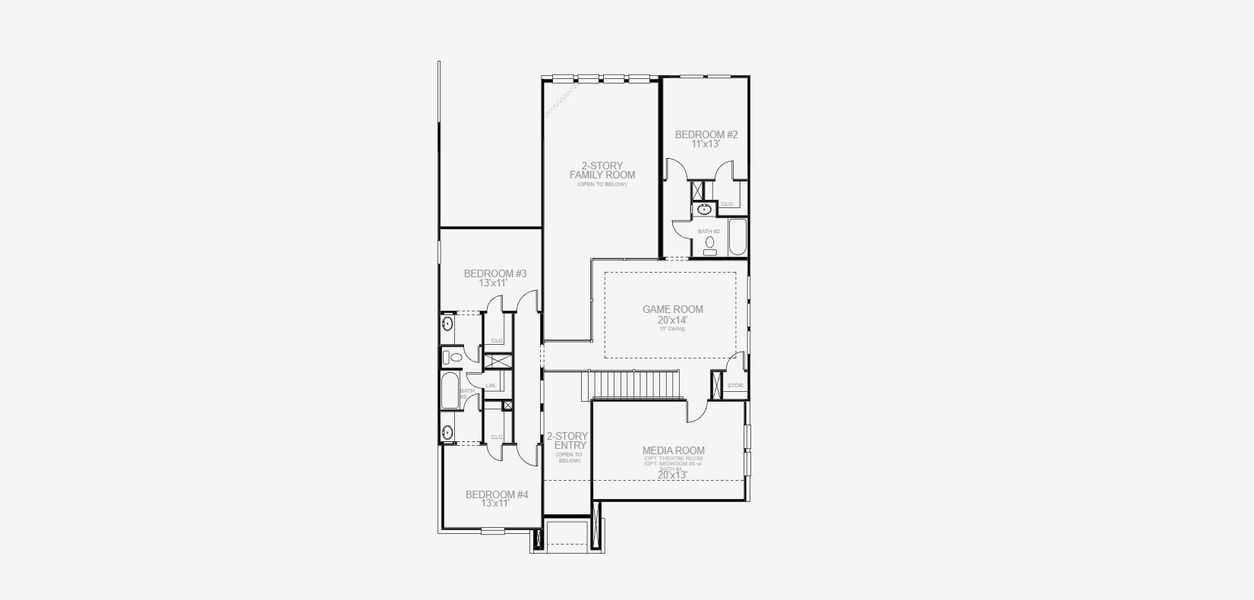 2D floor plan layout for the 3190W by Perry Homes in Walsh Ranch 50', Aledo, TX (Image 4).