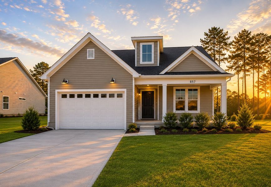 Front exterior of a new home in Country Club Creek, Ayden, NC, highlighting curb appeal (Image 2). Front exterior of a new home in Country Club Creek, Ayden, NC, highlighting curb appeal (Image 2).
