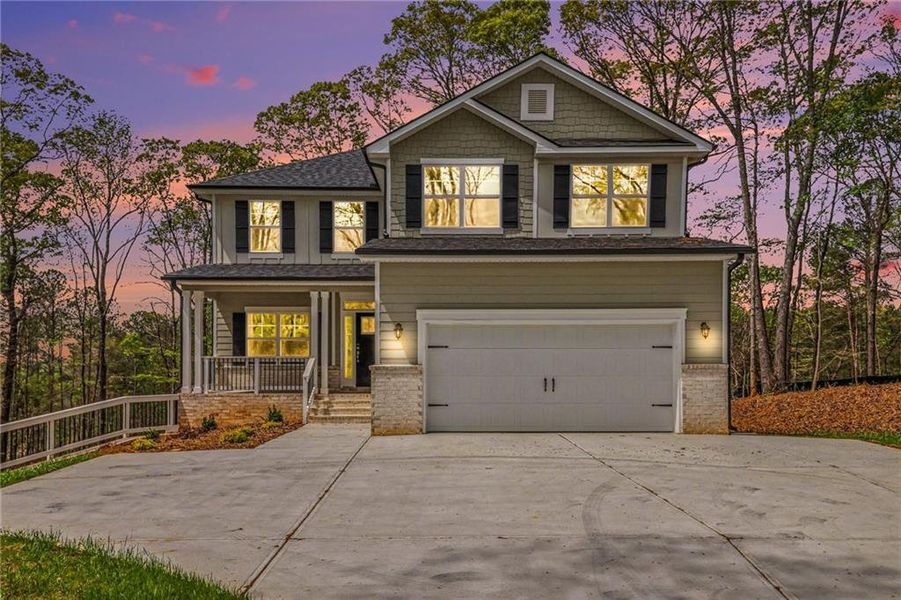 Front exterior of a new home in The Fields of Walnut Creek, Pendergrass, GA, highlighting curb appeal (Image 21).