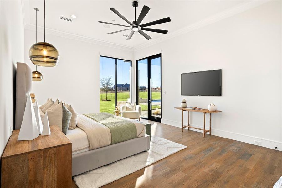 Also, the primary suite has its own door leading to the spa/pool and living areas outside.