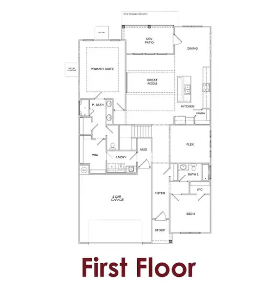 2D floor plan layout for the Cove UHP                                                                Primary Suite on Main by Chafin Communities in Pinecrest Ridge, Dacula, GA (Image 3).