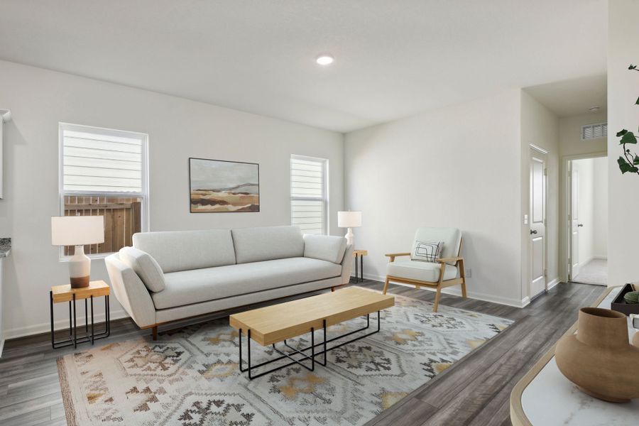 Representative furnished interior of a home built from the Sundial by Starlight Homes in The Wilder, Adkins (Image 4). Representative furnished interior of a home built from the Sundial by Starlight Homes in The Wilder, Adkins (Image 4).
