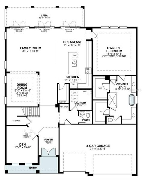 2D floor plan layout of this home in Willow Run, Apopka, FL (Image 3). 2D floor plan layout of this home in Willow Run, Apopka, FL (Image 3).