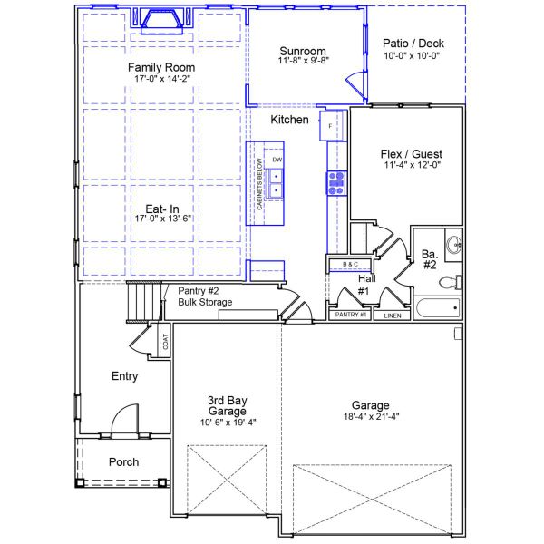 2D floor plan layout of this home in Hendrix Farms, Lexington, SC (Image 3).