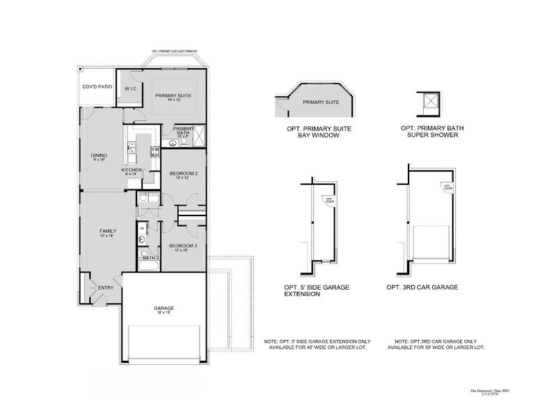 2D floor plan layout for the The Pinewood by Legend Homes in Deer Creek, Fort Worth, TX (Image 3).