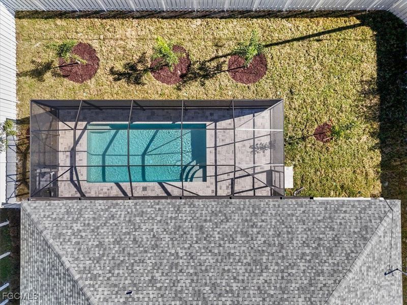 Aerial view of a pool area