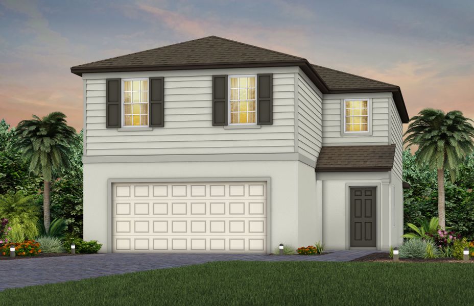 Front exterior of a new home in Reagan Landing, Bradenton, FL, highlighting curb appeal (Image 20).
