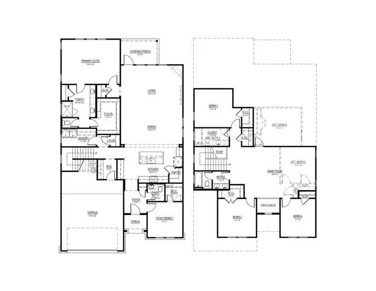 2D floor plan layout for the The Crockett by Joseph Creek Homes in Megan's Landing, Castroville, TX (Image 3). 2D floor plan layout for the The Crockett by Joseph Creek Homes in Megan's Landing, Castroville, TX (Image 3).