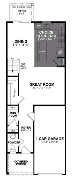 2D floor plan layout of this home in Townes on Leesville, Durham, NC (Image 3).