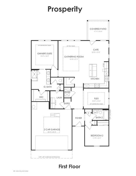 2D floor plan layout for the Prosperity by Del Webb in Del Webb Fulshear, Fulshear, TX (Image 3).
