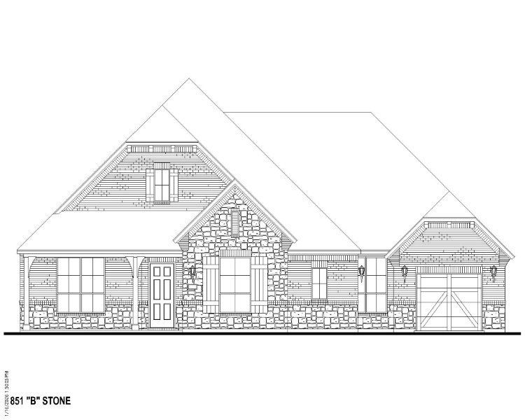 Plan 851 Elevation B w/ Stone Plan 851 Elevation B w/ Stone