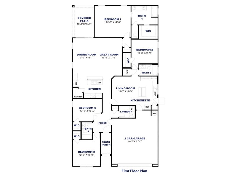 2D floor plan layout for the Winchester by D.R. Horton in Desert Moon Estates, Buckeye, AZ (Image 5).