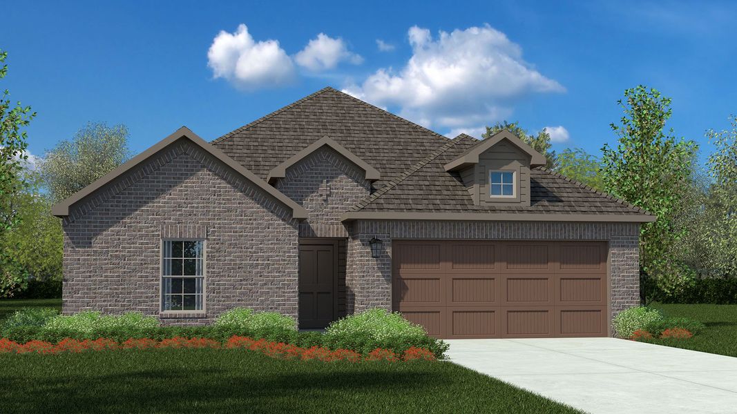 Front exterior of a new home in Vista Point, Grandview, TX, highlighting curb appeal (Image 1). Front exterior of a new home in Vista Point, Grandview, TX, highlighting curb appeal (Image 1).