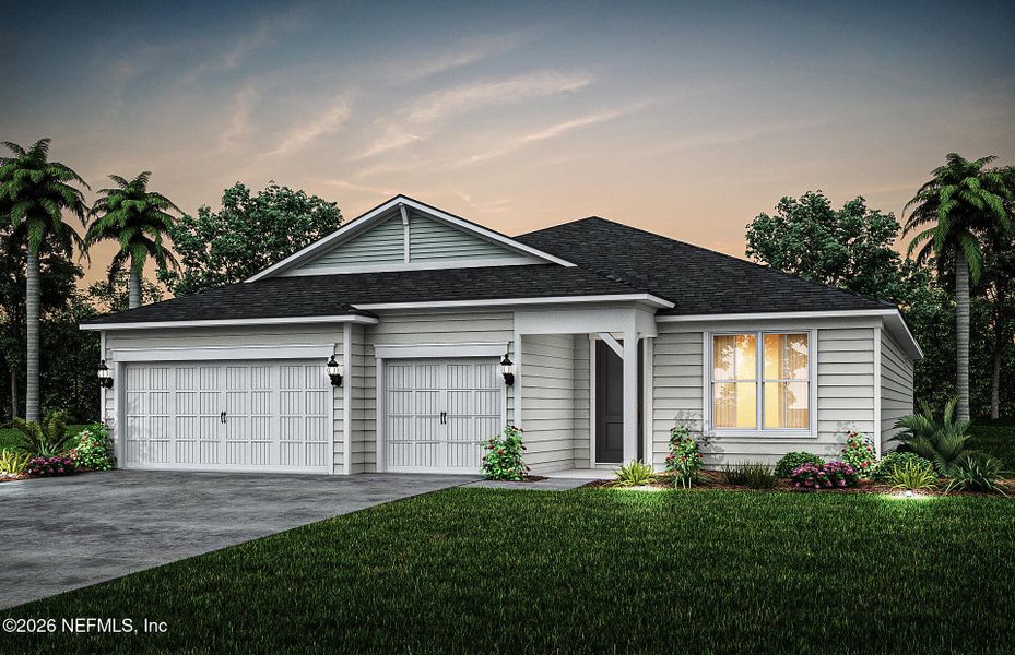 Front exterior of a new home in Hyland Trail, Green Cove Springs, FL, highlighting curb appeal (Image 1). Front exterior of a new home in Hyland Trail, Green Cove Springs, FL, highlighting curb appeal (Image 1).