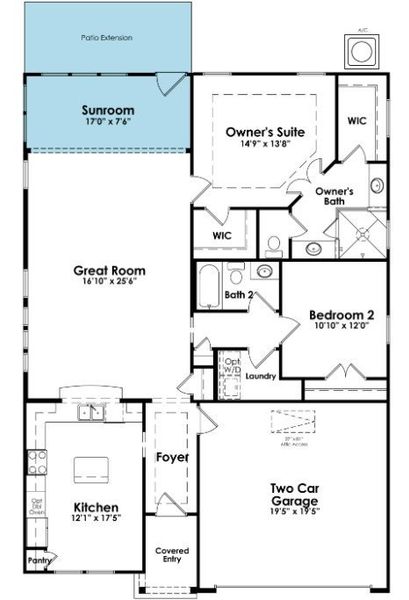 2D floor plan layout of this home in Cresswind Charleston, Summerville, SC (Image 3).