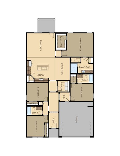 2D floor plan layout for the Scottsdale by View Homes in Enchanted Hills, El Paso, TX (Image 4). 2D floor plan layout for the Scottsdale by View Homes in Enchanted Hills, El Paso, TX (Image 4).