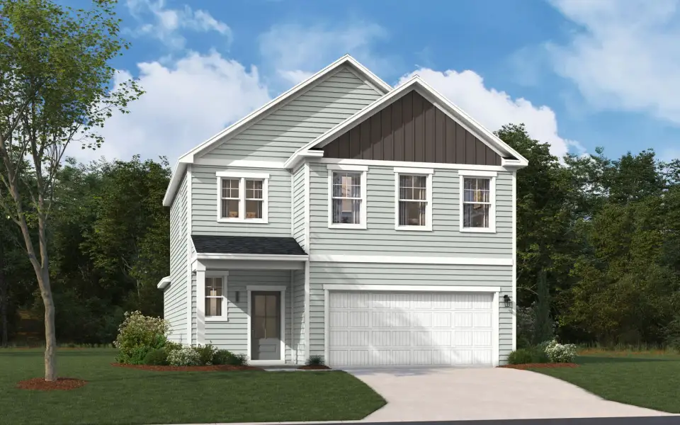 Representative exterior photo of a completed home built from the The Rainey by Stanley Martin Homes in Bell Meadows, Winnabow, NC (Image 36). Representative exterior photo of a completed home built from the The Rainey by Stanley Martin Homes in Bell Meadows, Winnabow, NC (Image 36).