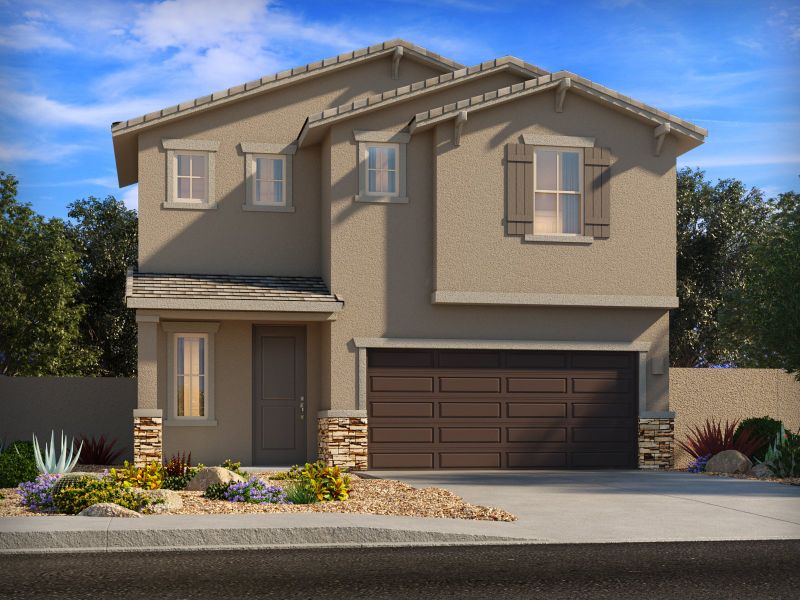 Representative exterior photo of a completed home built from the Citrine by Meritage Homes in Mandarina - Signature Series, Marana, AZ (Image 14). Representative exterior photo of a completed home built from the Citrine by Meritage Homes in Mandarina - Signature Series, Marana, AZ (Image 14).