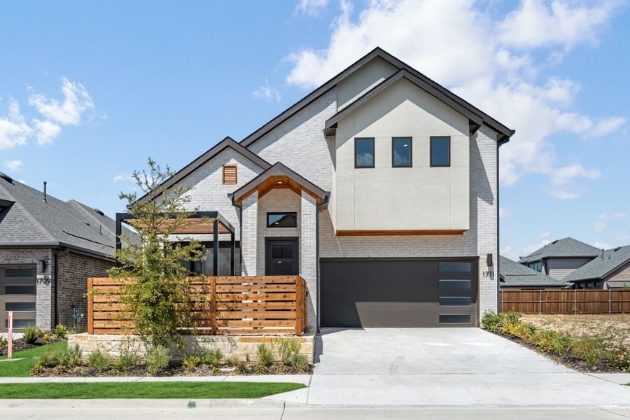 Front exterior of a new home in Willow Grove Single-Family Homes, Melissa, TX, highlighting curb appeal (Image 26).