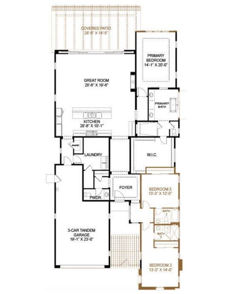 2D floor plan layout of this home in The Villas II at Desert Mountain, Scottsdale, AZ (Image 3).