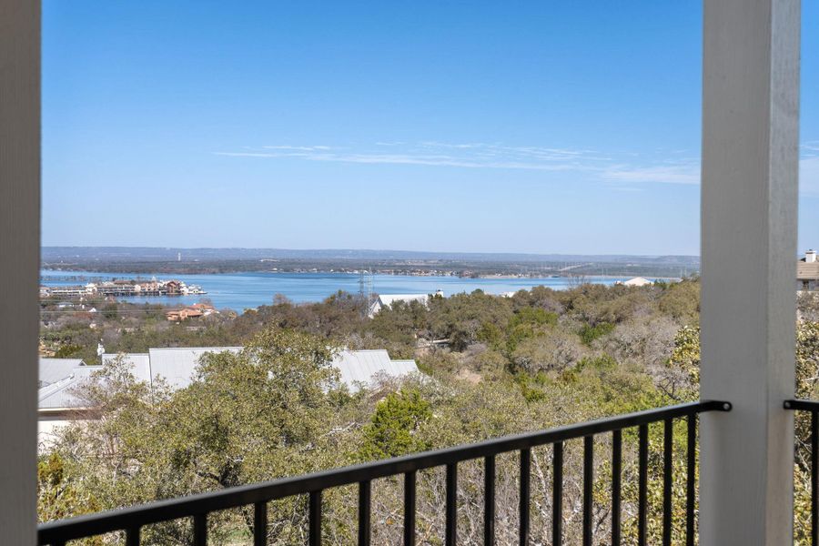 Breathtaking views of Lake LBJ from upper patio