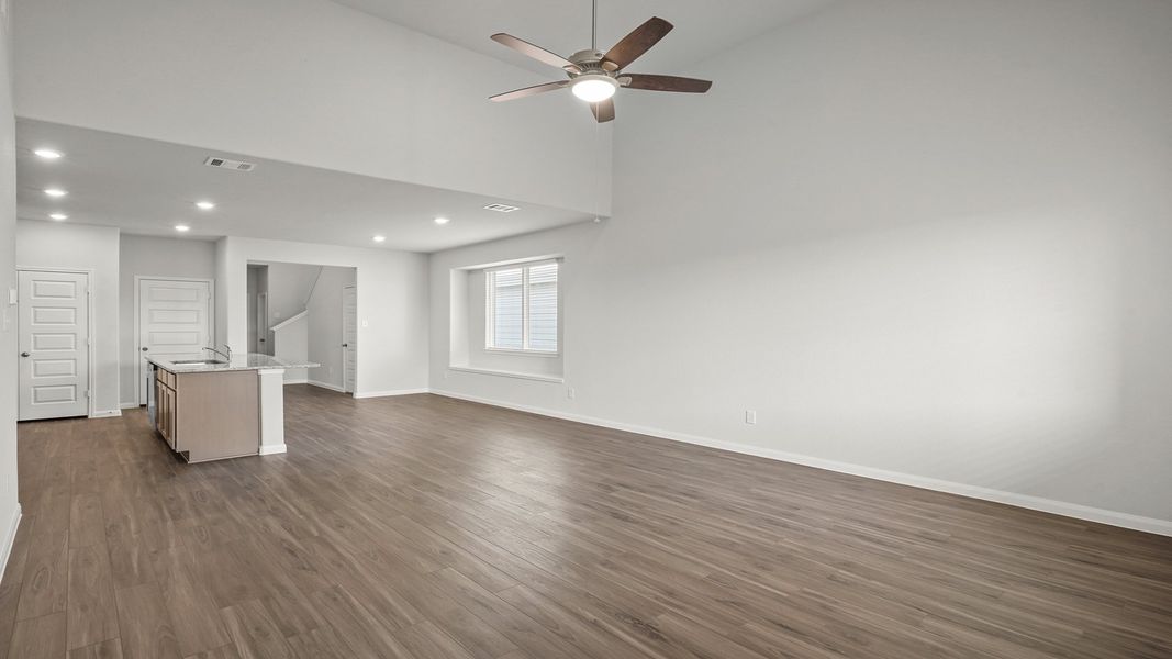 Family Room to Kitchen and Dining Area