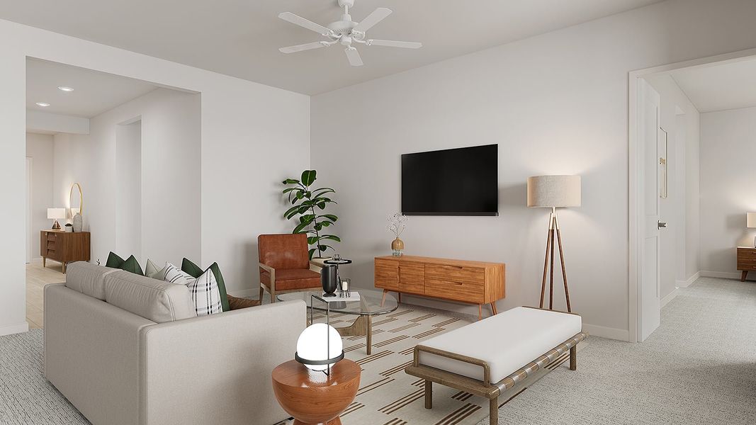 Furnished interior view inside a new home in Revana at Soleo, San Tan Valley (Image 7). Furnished interior view inside a new home in Revana at Soleo, San Tan Valley (Image 7).