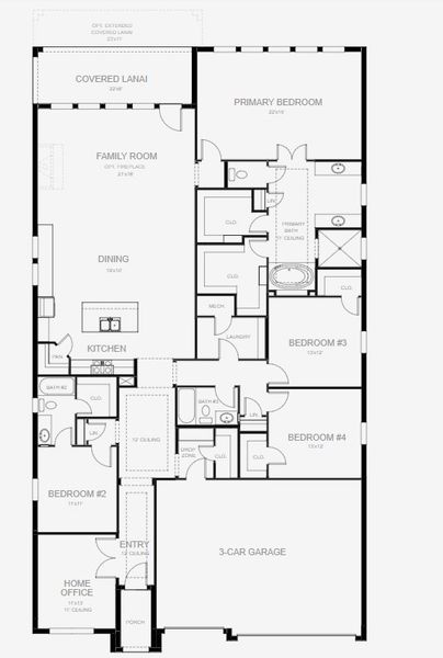 2D floor plan layout for the 2778F by Perry Homes in Mandarin Grove, Palmetto, FL (Image 3).