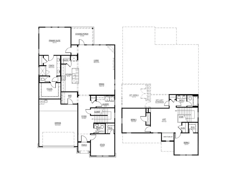 2D floor plan layout for the The Wrangler by Joseph Creek Homes in Megan's Landing, Castroville, TX (Image 3). 2D floor plan layout for the The Wrangler by Joseph Creek Homes in Megan's Landing, Castroville, TX (Image 3).