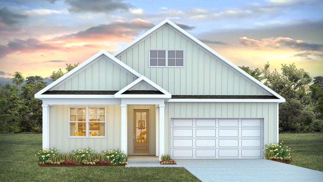 Front exterior of a new home in Chapman Village, Conway, SC, highlighting curb appeal (Image 1).