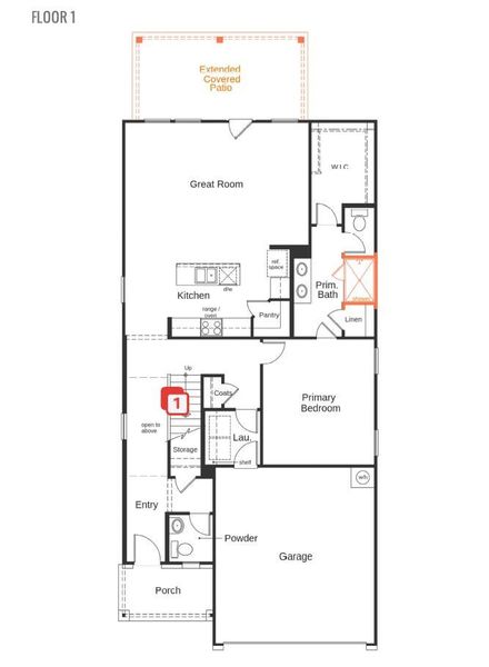 2D floor plan layout of this home in Sonterra - Cool Water, Jarrell, TX (Image 6).