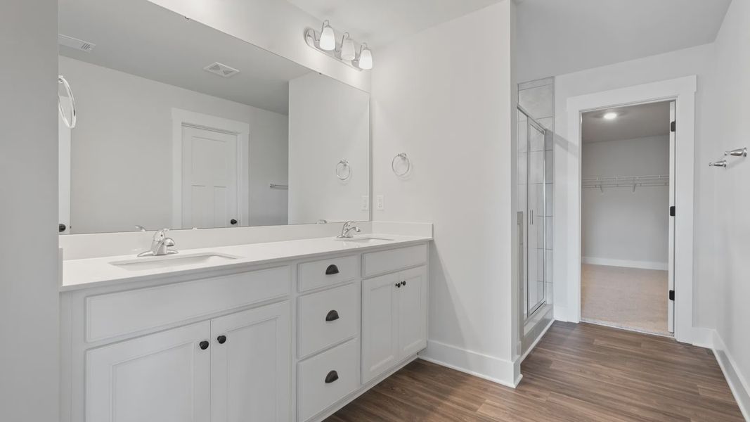 Representative furnished interior of a home built from the Stonefield - Finished Basement by DRB Homes in Pinebrook, Woodruff (Image 24).