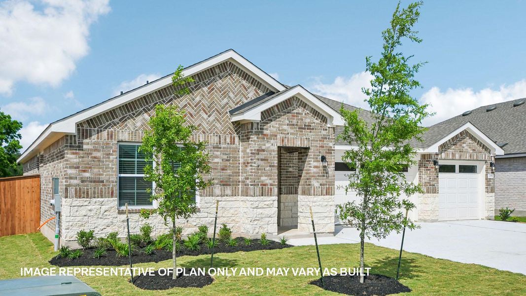 Representative exterior photo of a completed home built from the The Hudson by D.R. Horton in Riverview, Georgetown, TX (Image 19).