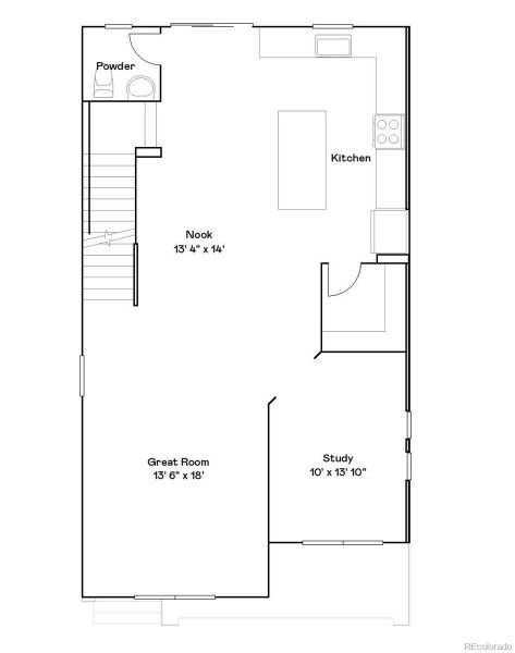 2D floor plan layout of this home in Preserve at Mesa Creek: The Celestial Collection, Colorado Springs, CO (Image 1).