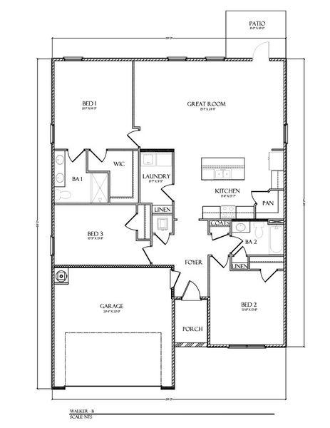 2D floor plan layout for the The Walker by D.R. Horton in Liberty, Panama City, FL (Image 4). 2D floor plan layout for the The Walker by D.R. Horton in Liberty, Panama City, FL (Image 4).