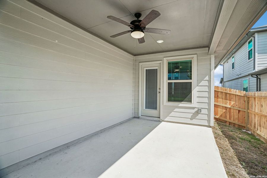 Exterior details and patio area of a home in Legendary Trails - Premier Series, Cibolo (Image 22).