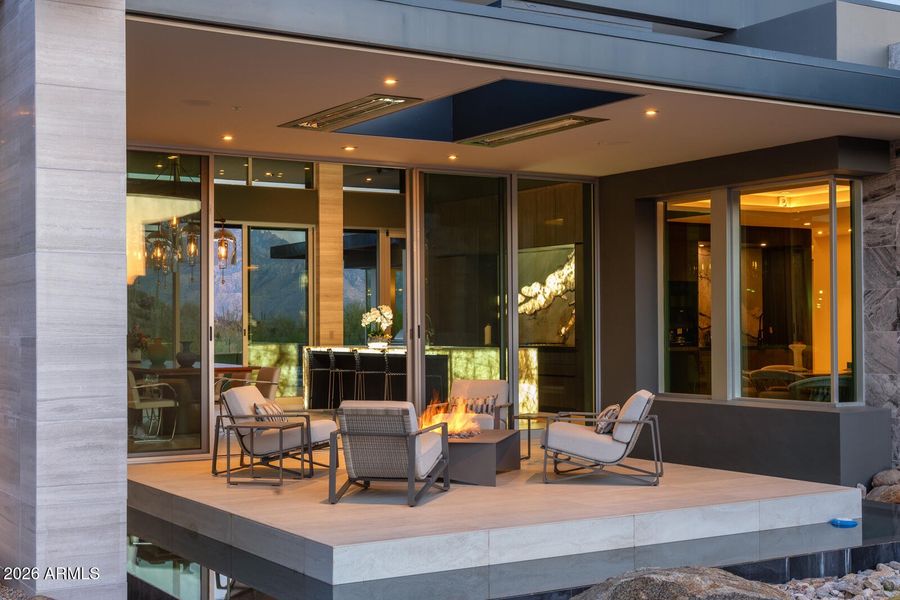 Reflection pool around front patio