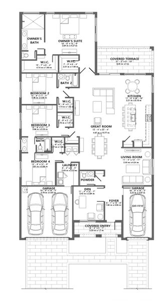 2D floor plan layout of this home in Maple Ridge, Ave Maria, FL (Image 2).