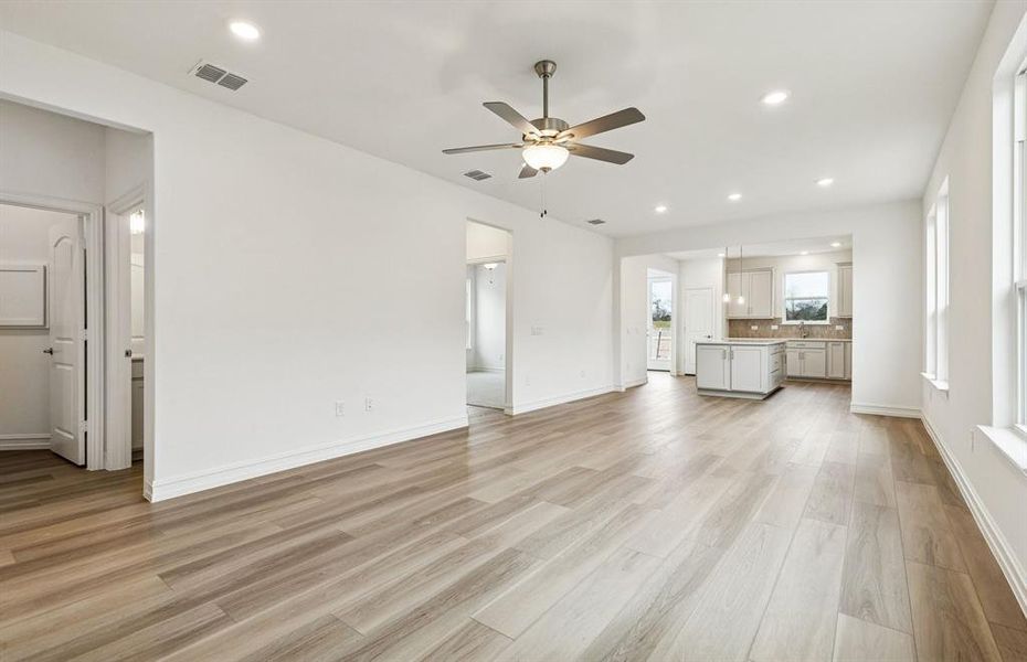 Living area open to kitchen