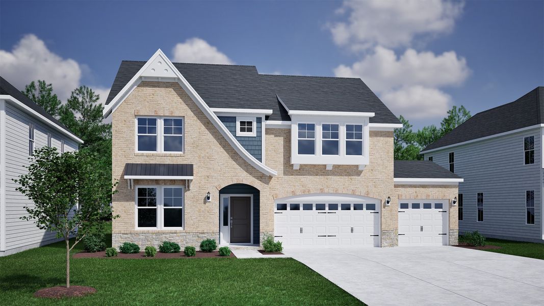 Representative exterior photo of a completed home built from the Edisto - Vanguard Collection by Mungo Homes in Lilah Grove, Summerfield, NC (Image 23).