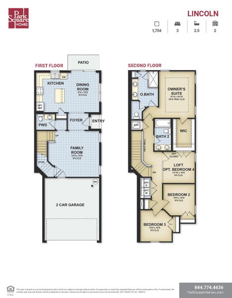 2D floor plan layout for the The Lincoln by Park Square Residential in Townwalk at Babcock Ranch, Punta Gorda, FL (Image 4).
