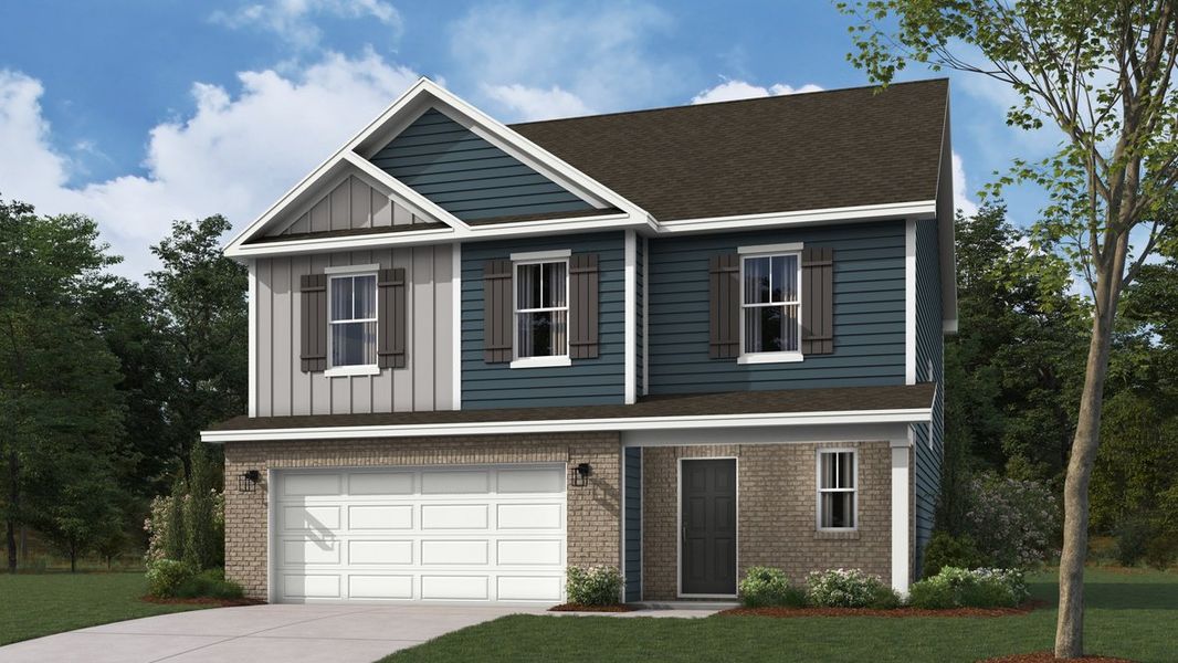 Representative exterior photo of a completed home built from the Meridian by D.R. Horton in Mustang Ridge, Andrews, TX (Image 5).
