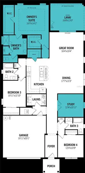 2D floor plan layout of this home in Pasadena Ridge Master, Dade City, FL (Image 3).