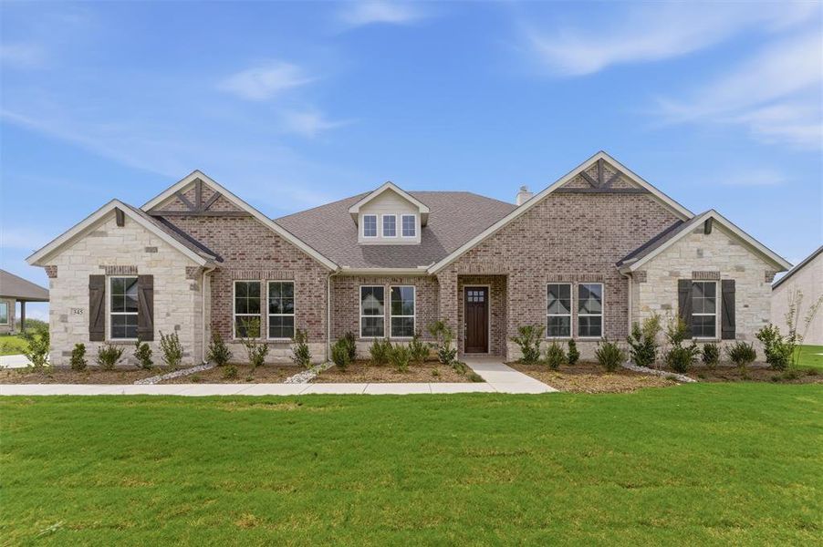 Front exterior of a new home in Fannin Ranch, Leonard, TX, highlighting curb appeal (Image 18).