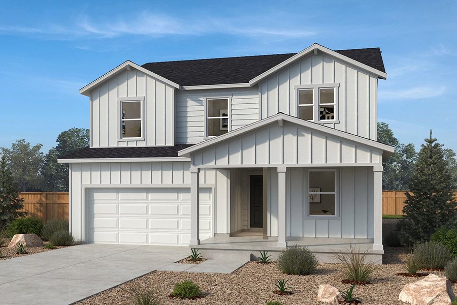 Representative exterior photo of a completed home built from the Plan 2651 by KB Home in Bennett Crossing Reserve, Bennett, CO (Image 8).
