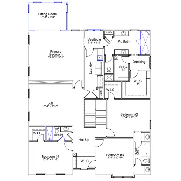 2D floor plan layout of this home in Gates at Windermere, Blythewood, SC (Image 4).